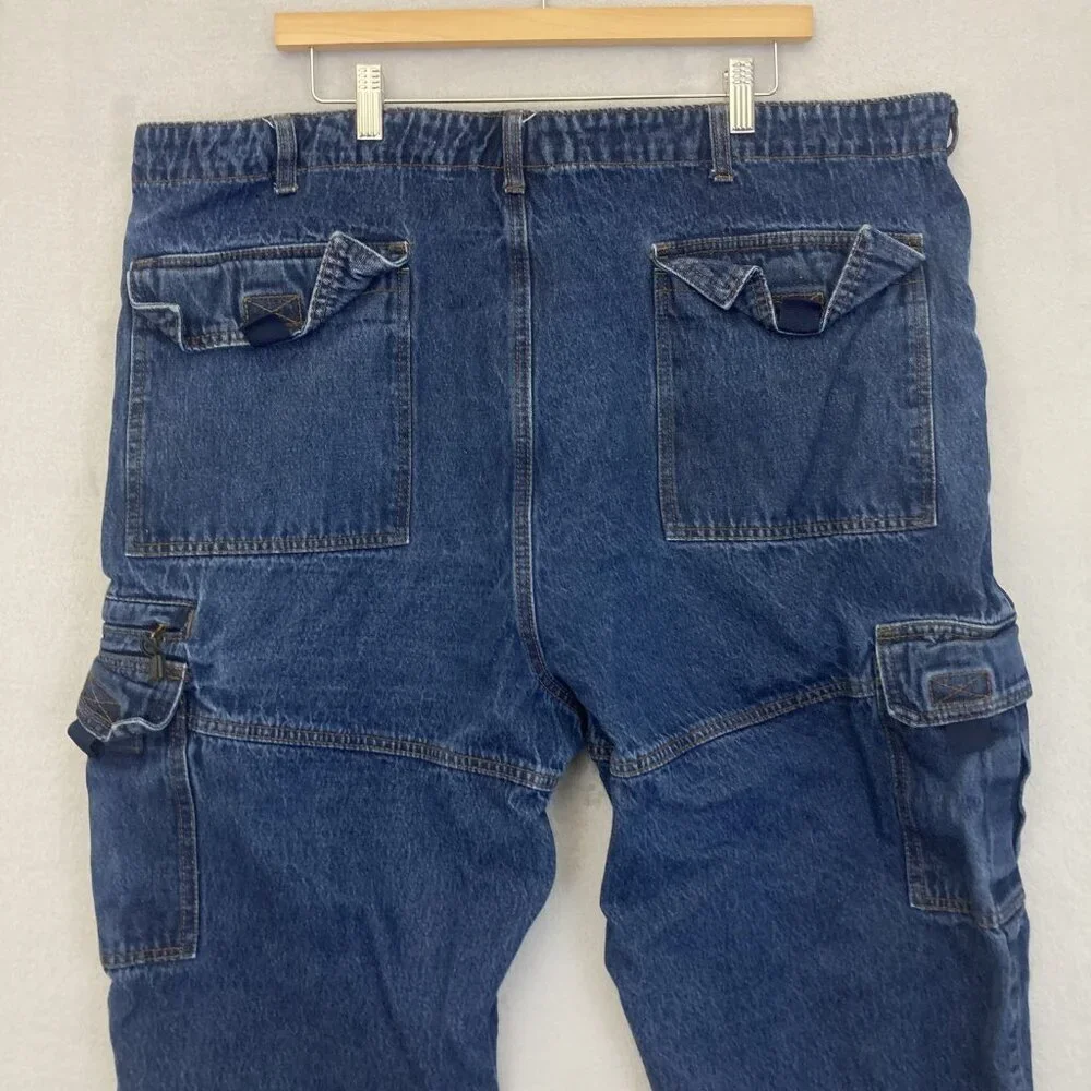 Vintage Scandia Woods Cropped Cargo Jeans Mens 43x24 Blue Workwear Utility Pants